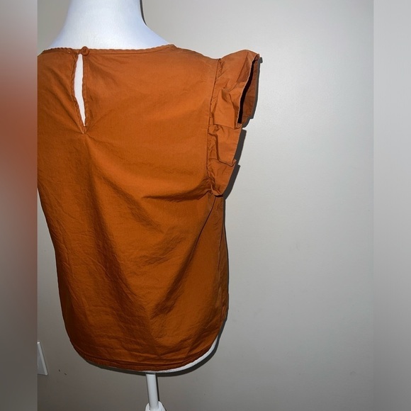 Mare Mare X Anthropologie Aime Ruffled Burnt Orange Blouse - Picture 2 of 10